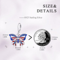 wholesale 925 Sterling Silver Blue American Flag Butterfly Drop Earrings For Women-0-3